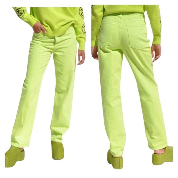 Mara Hoffman Denim - Mara Hoffman Georgina Denim Pants Lime Green Organic Cotton Size 8 NWT